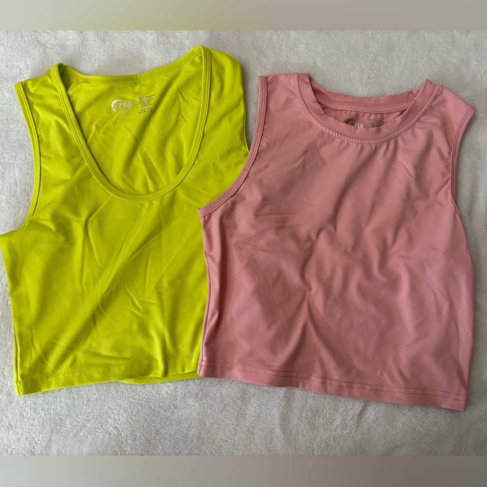 Women's Pink and Yellow Crop Tops